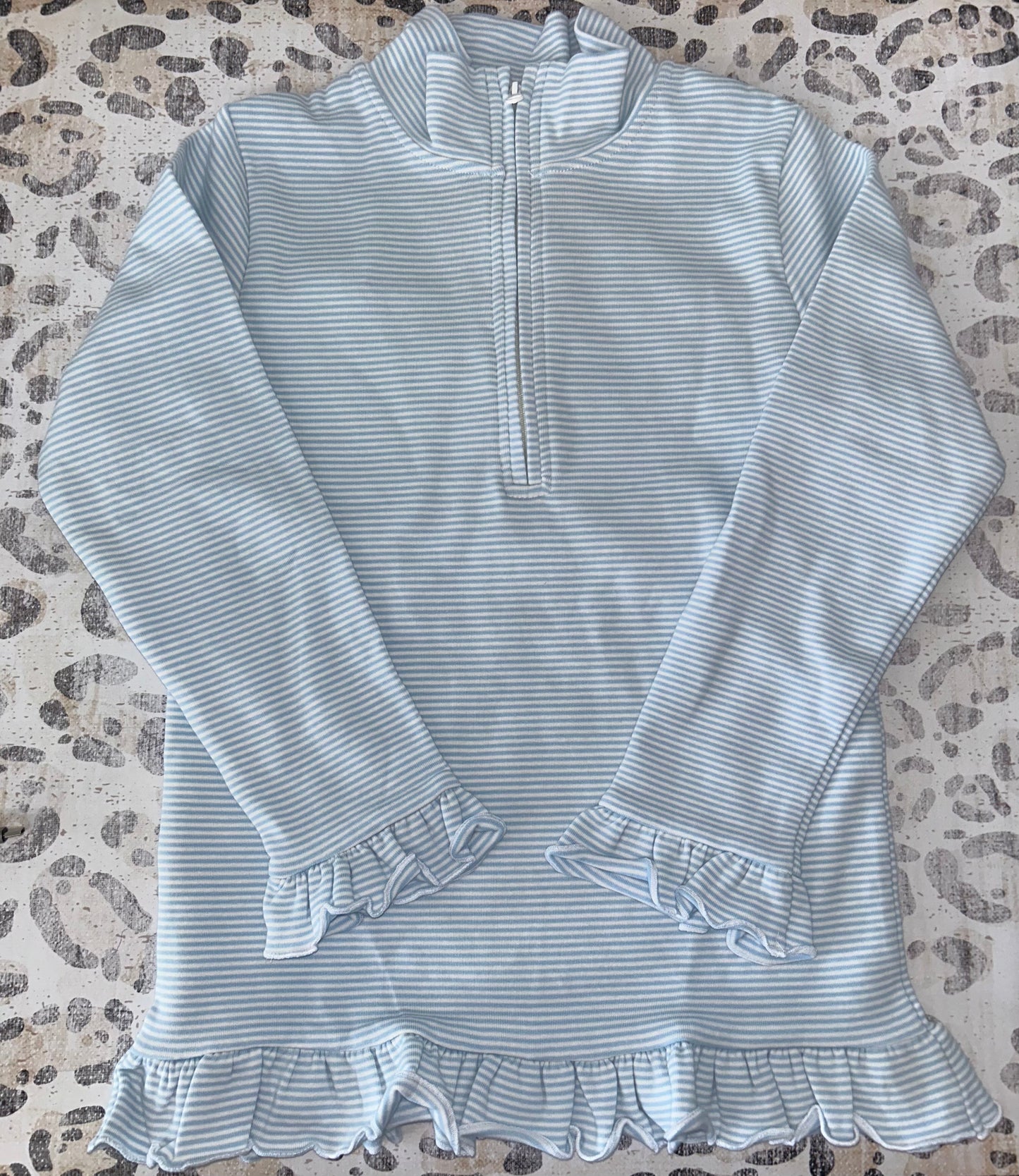 Millie Jay Ellie 1/4 Zip pullover - Light Blue Stripe