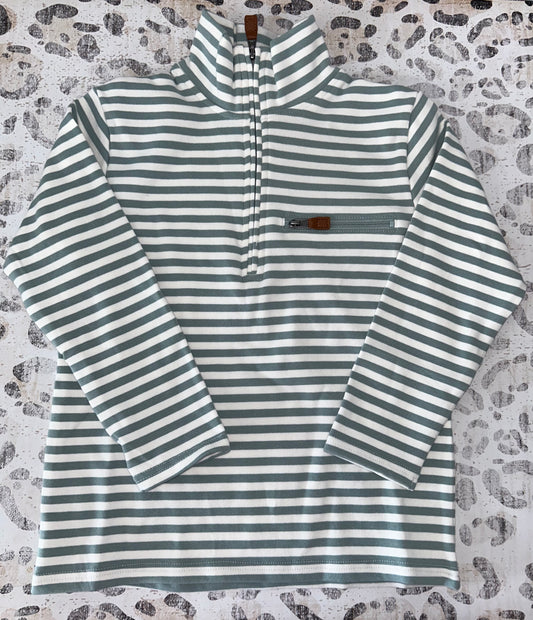 Millie Jay Kingston 1/4 Zip pullover - Sage Stripe