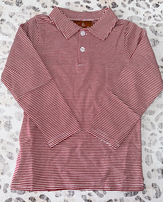 Millie Jay Weston LS Shirt - Maroon Stripe