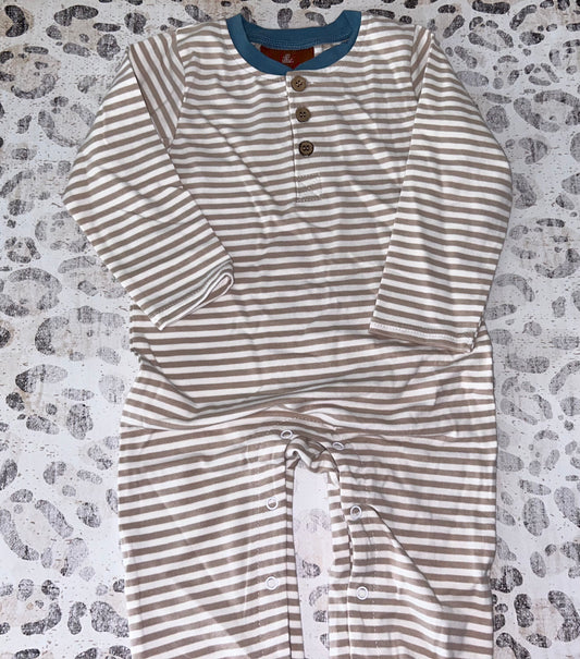 Millie Jay Easton Romper - Tan & Blue