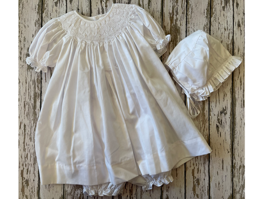 Petit Ami White Smocked Dress Set