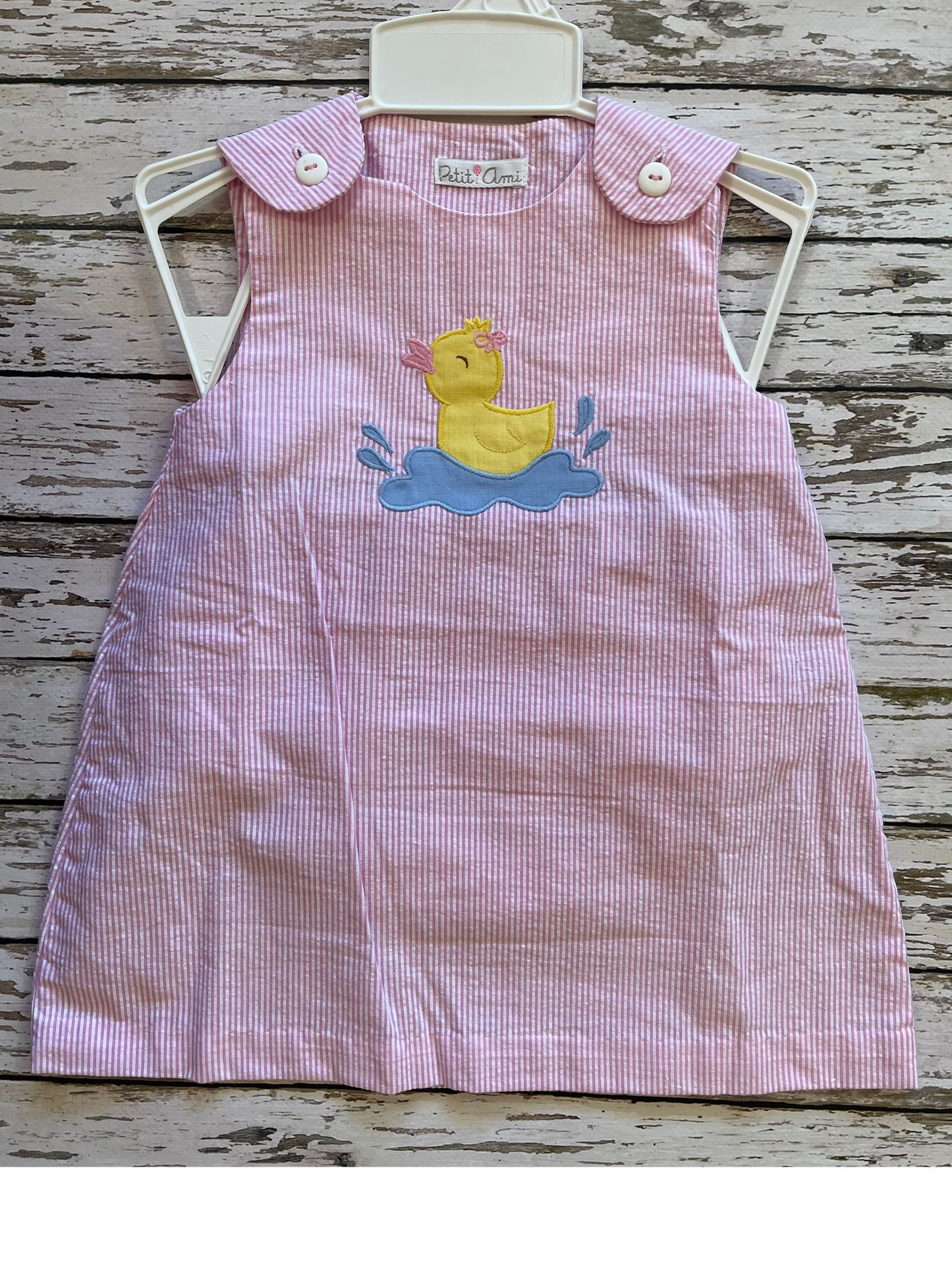 Petit Ami Pink & White Stripe Duck Dress Set