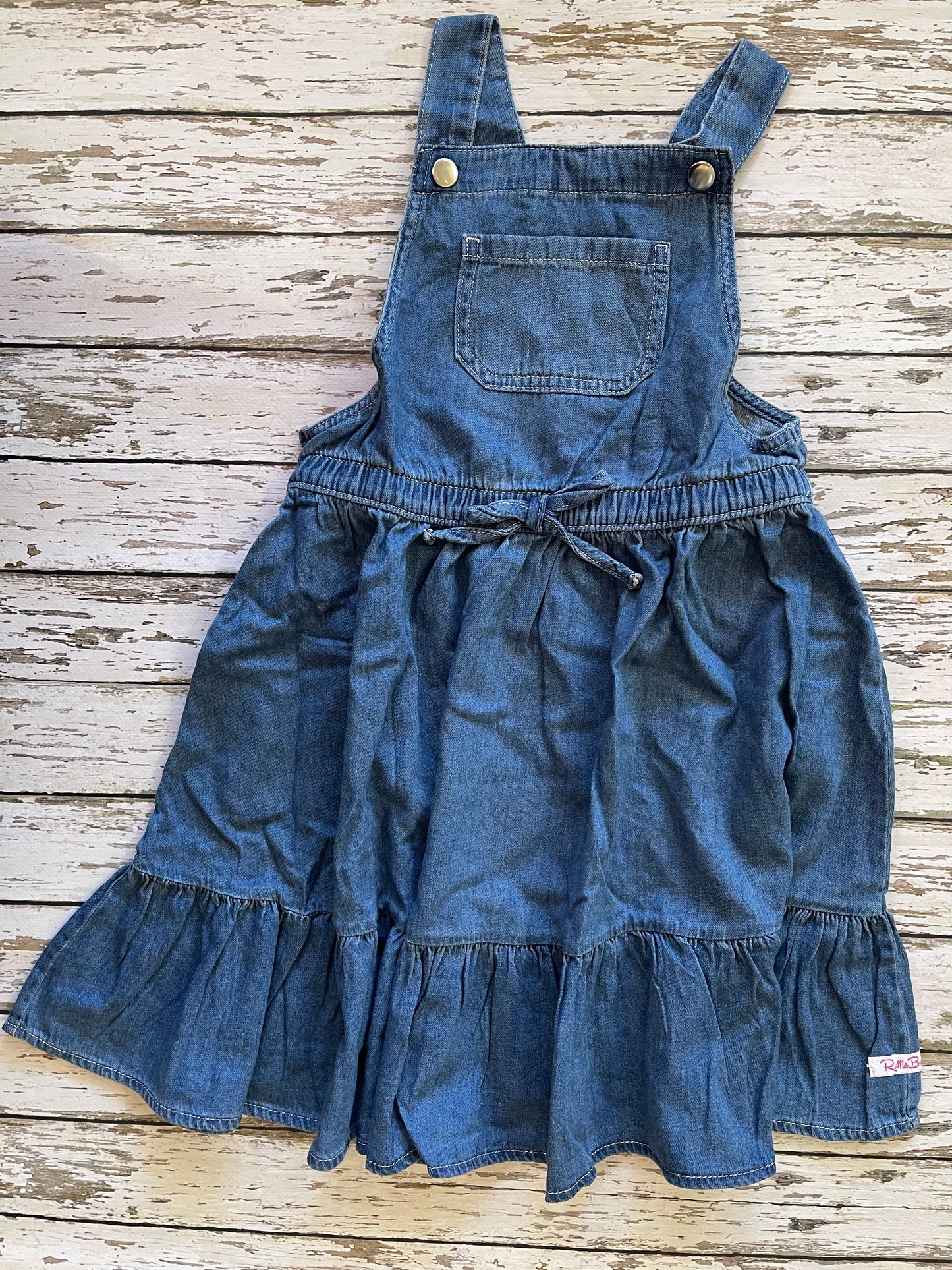 Ruffle Butts Light Wash Denim Overall Jumper Dress