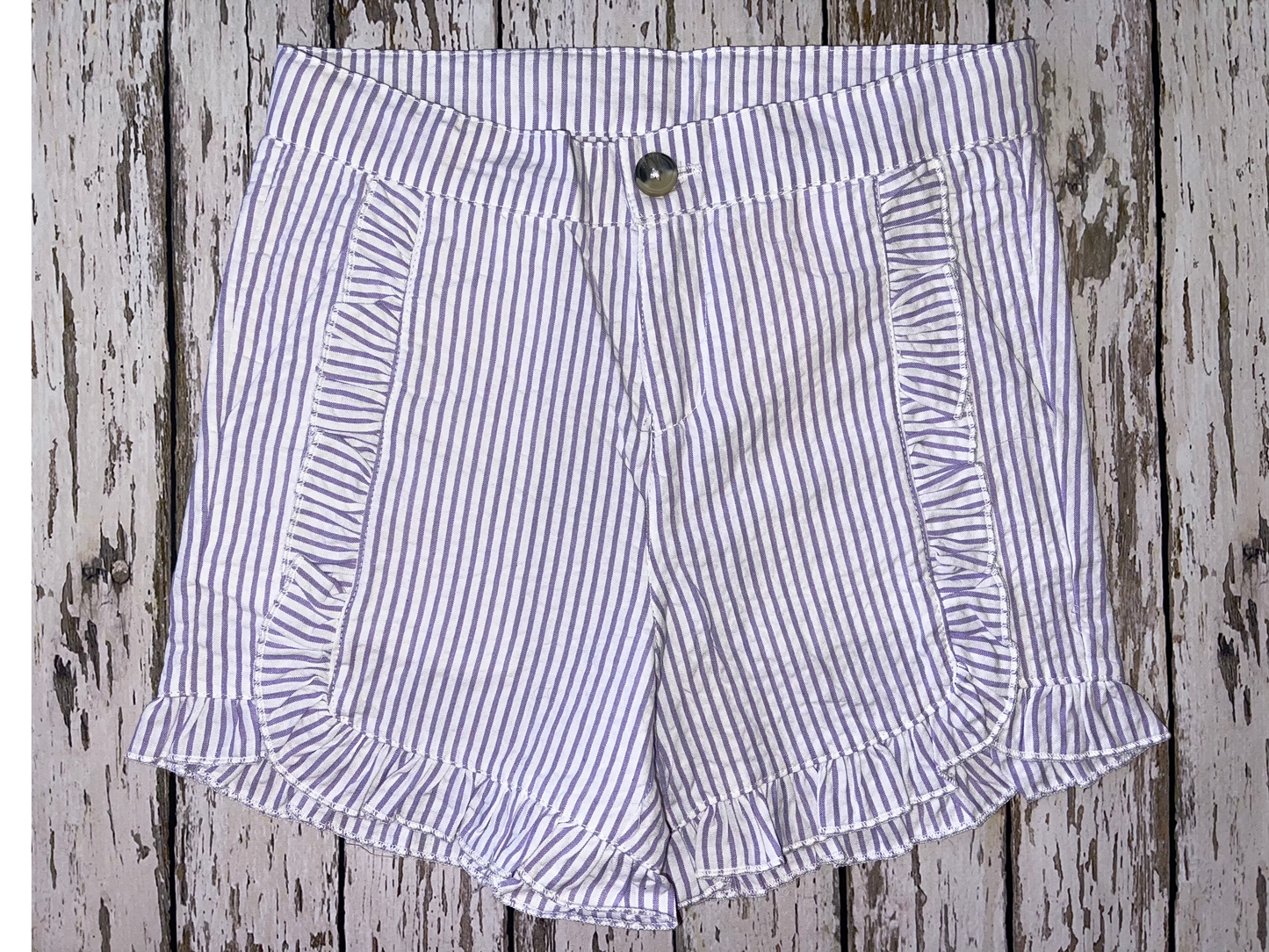 Ruffle Butts Lavender Seersucker Ruffle Trim Woven Shorts