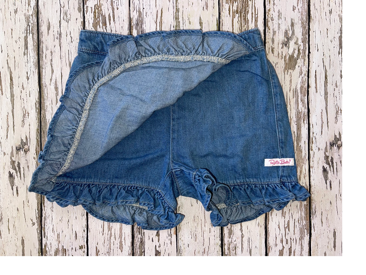 Ruffle Butts Light Wash Denim Ruffled Skort