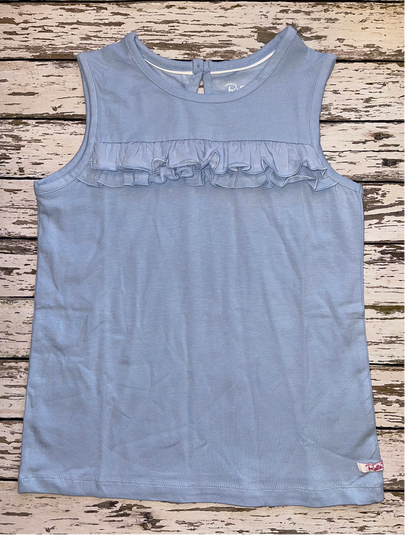 Ruffle Butts Windsurfer Blue Knit Ruffle Trim Tank