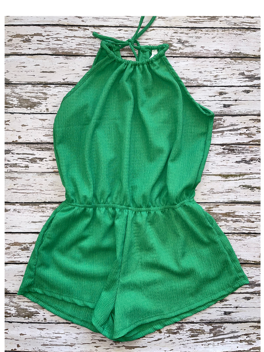 Good Girl Green Sleeveless Romper