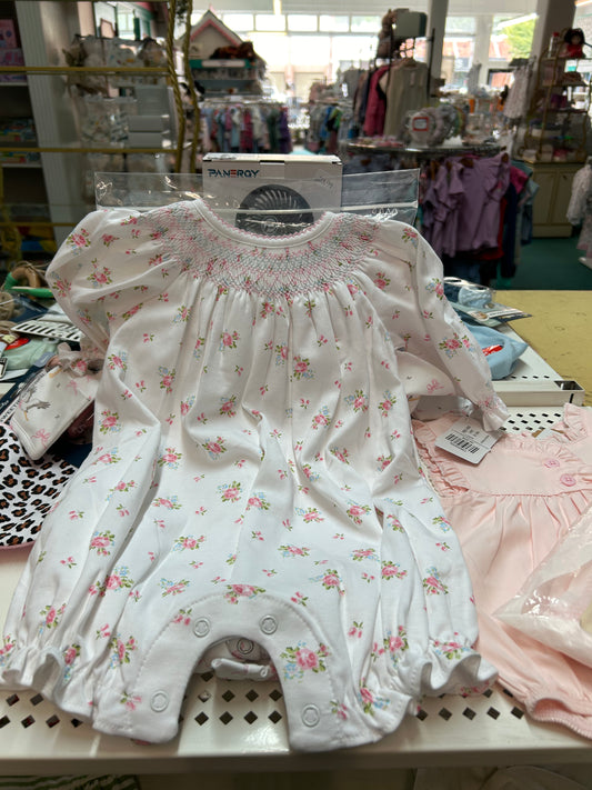 BL floral hand smocked bubble - Holliman Baby