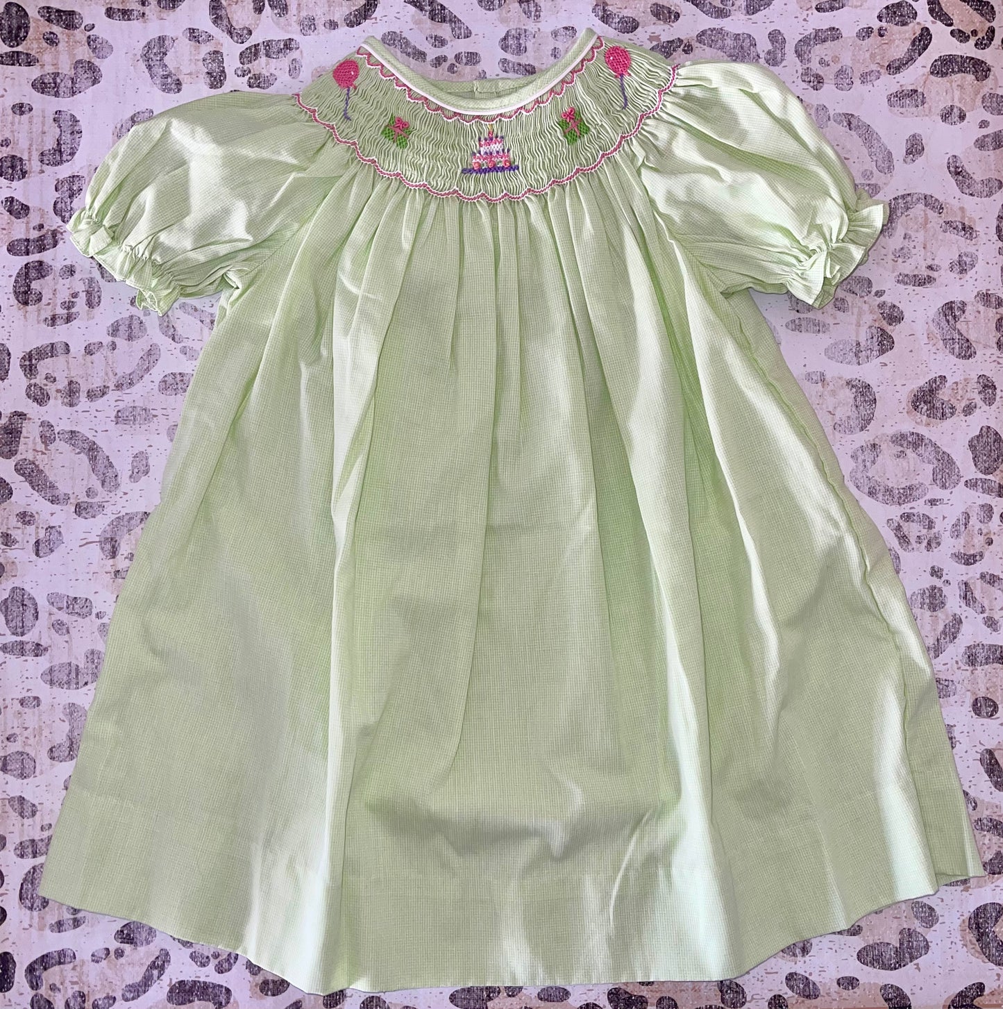 Petit Ami Green Birthday Dress with Matching Bloomers