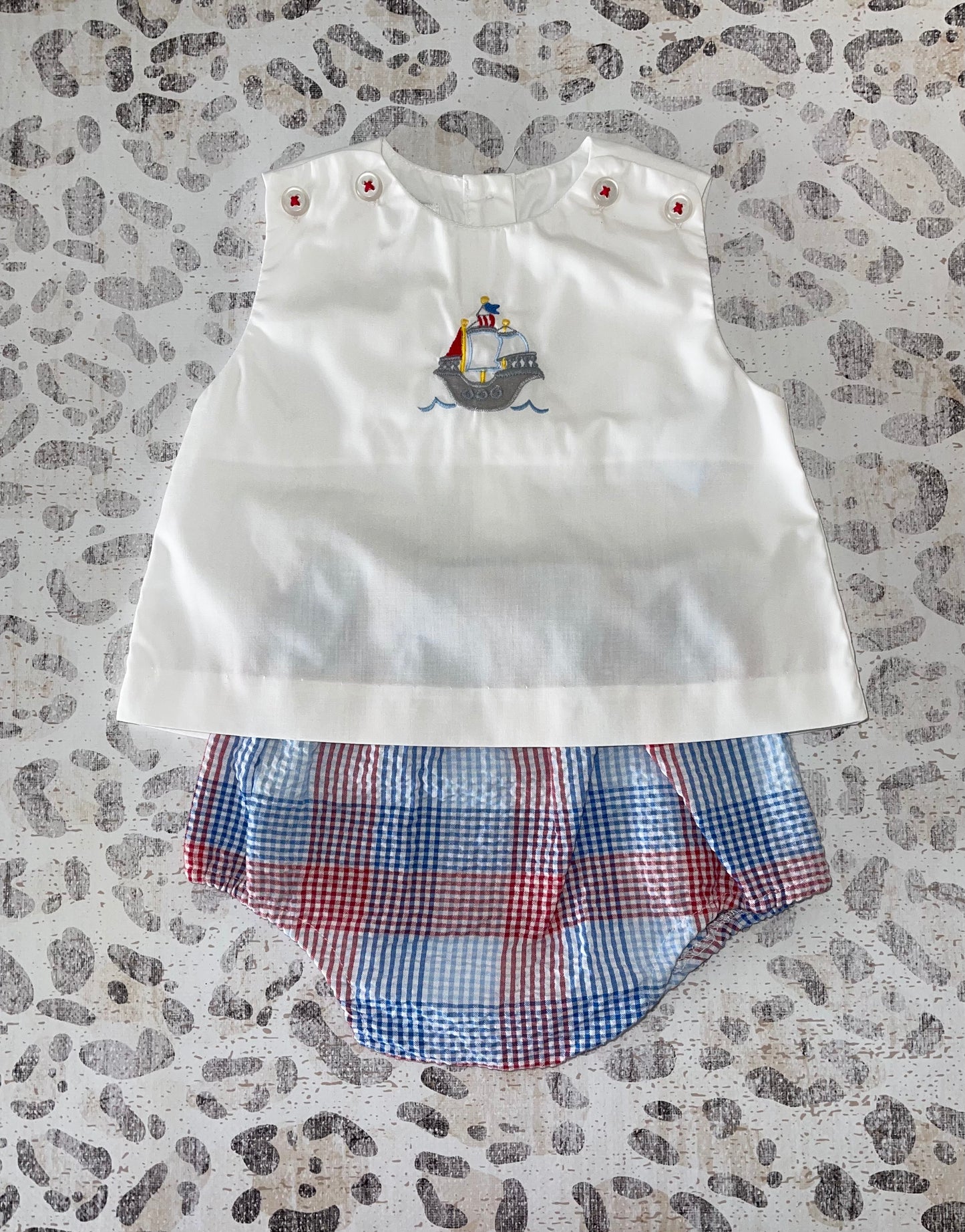 Petit Ami Diaper Set with Pirate Ship Embroidery