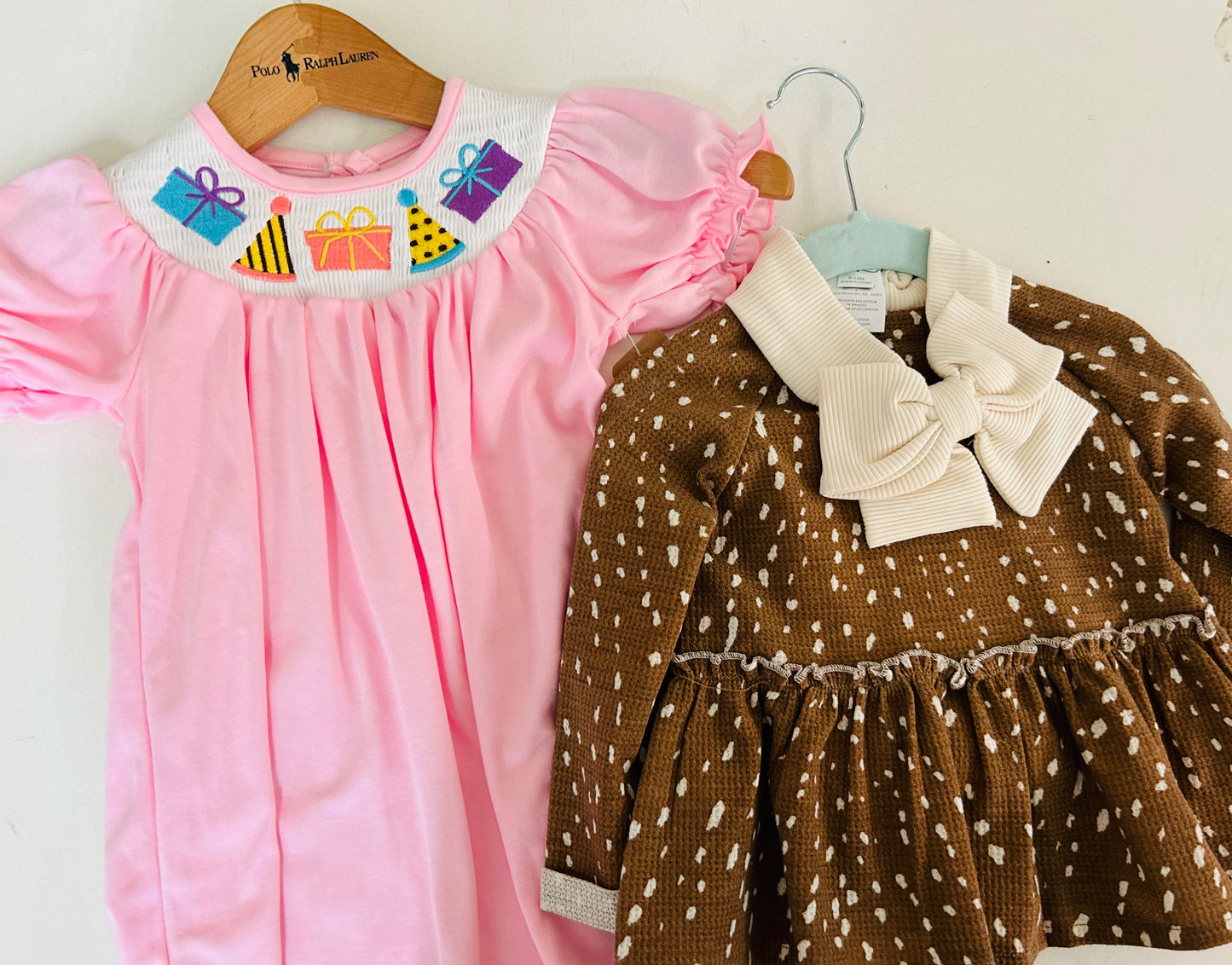 Fawn Print outfit set & Birthday Dress- Davis Baby