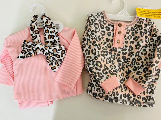 Pink Leopard Print outfits- Davis Baby