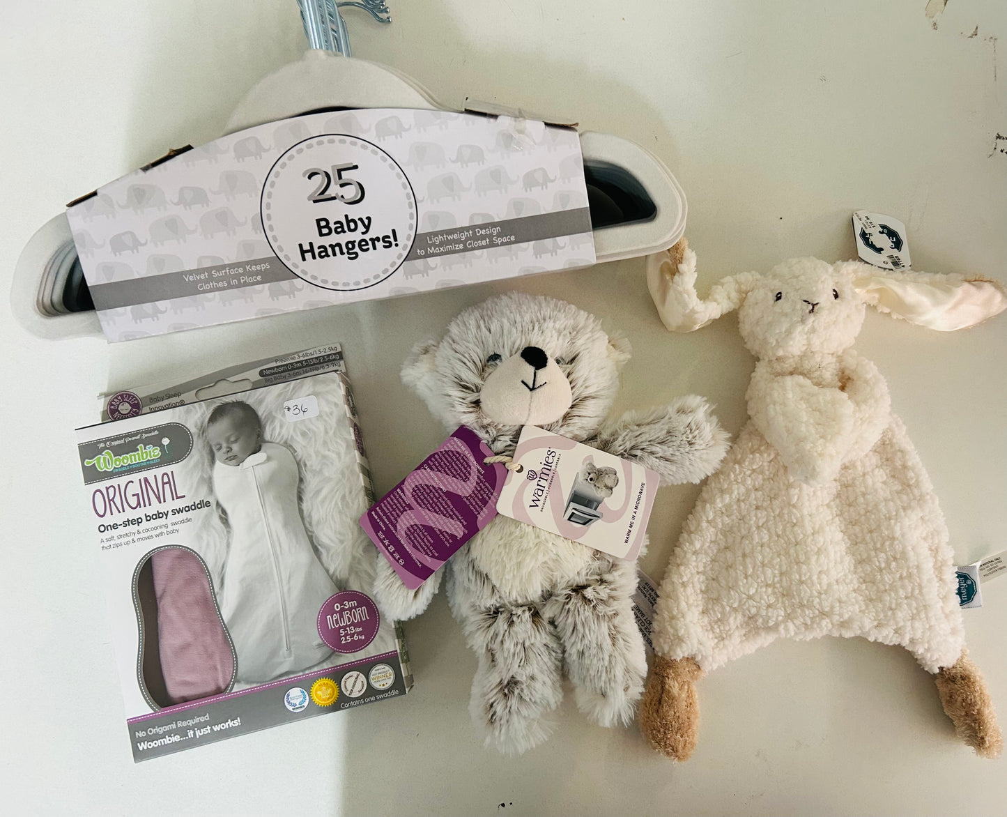 Hangers, Wombie Swaddle, Warmie, Bunny Lovey- Davis Baby