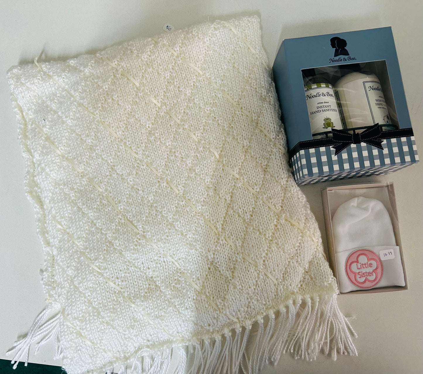 Crocheted Blanket, NB Lotion& Sanitizer, Baby Beanie- Davis Baby