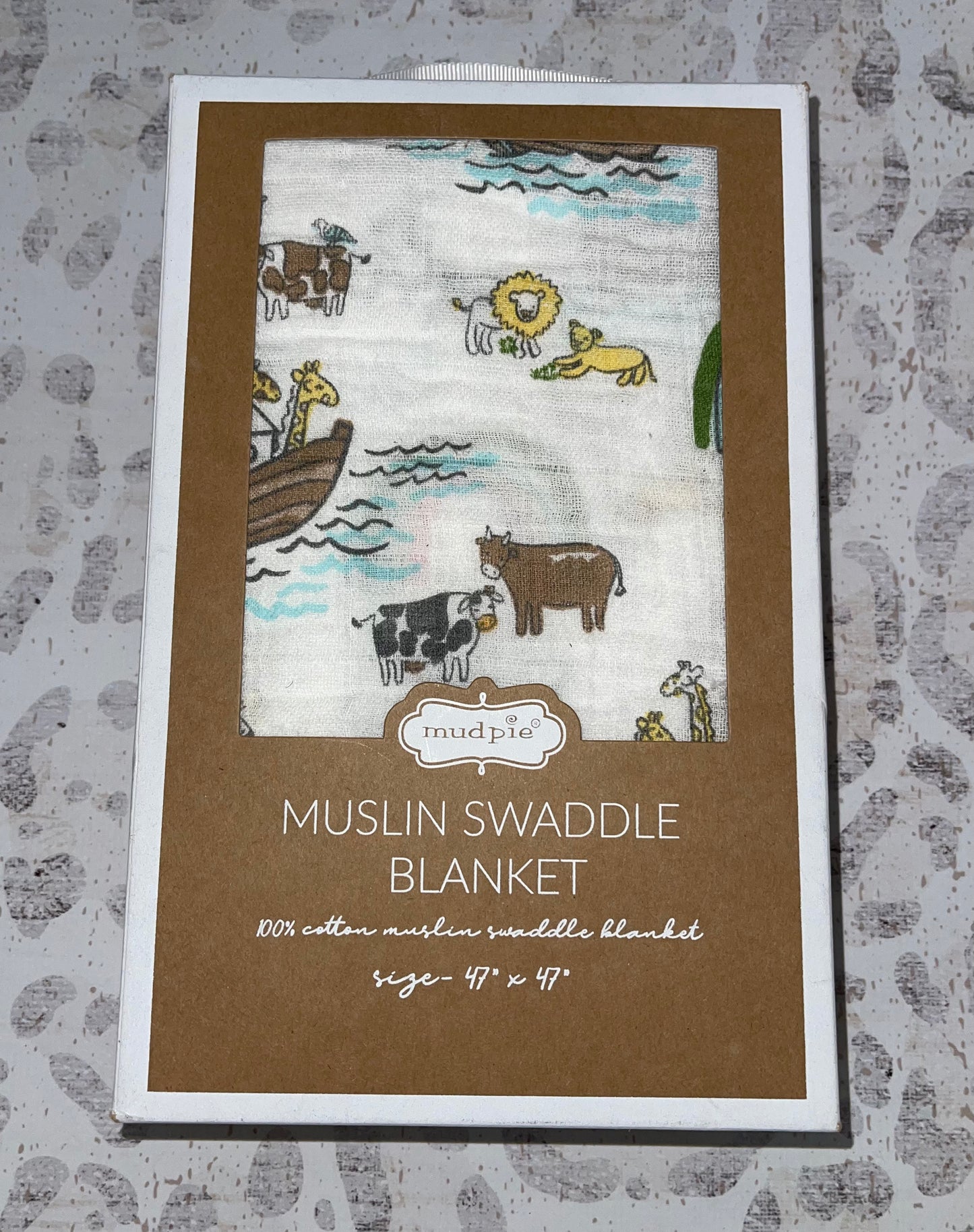 Mudpie Noah's Ark Muslin Swaddle Blanket