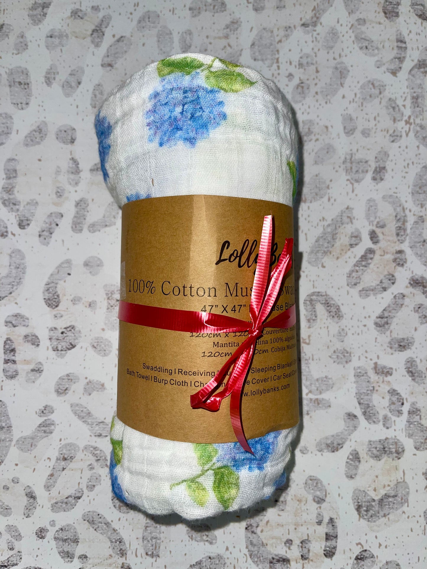 Lolly Banks Hydrangea Cotton Muslin Swaddle Blanket