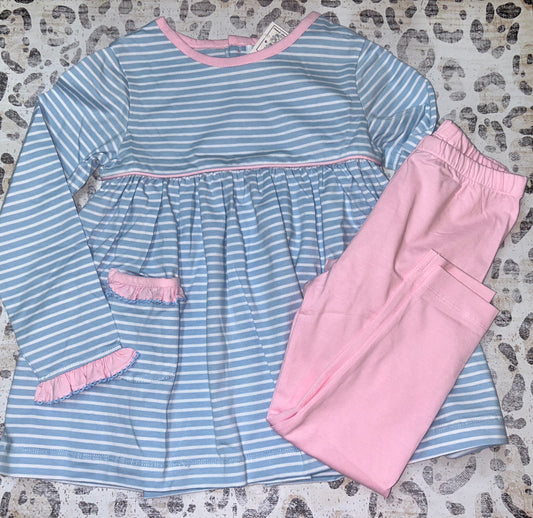 Blue Striped Legging Set