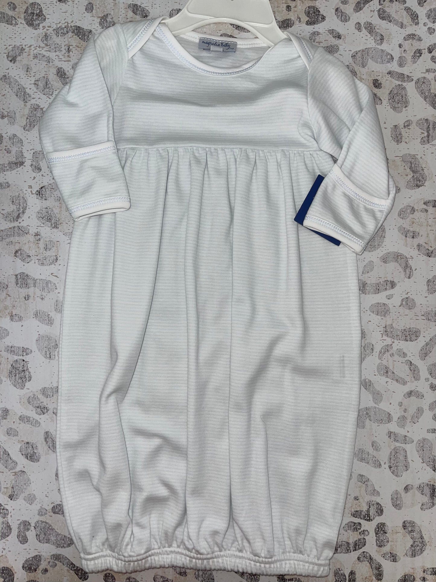 Magnolia Baby White gown with blue stripes