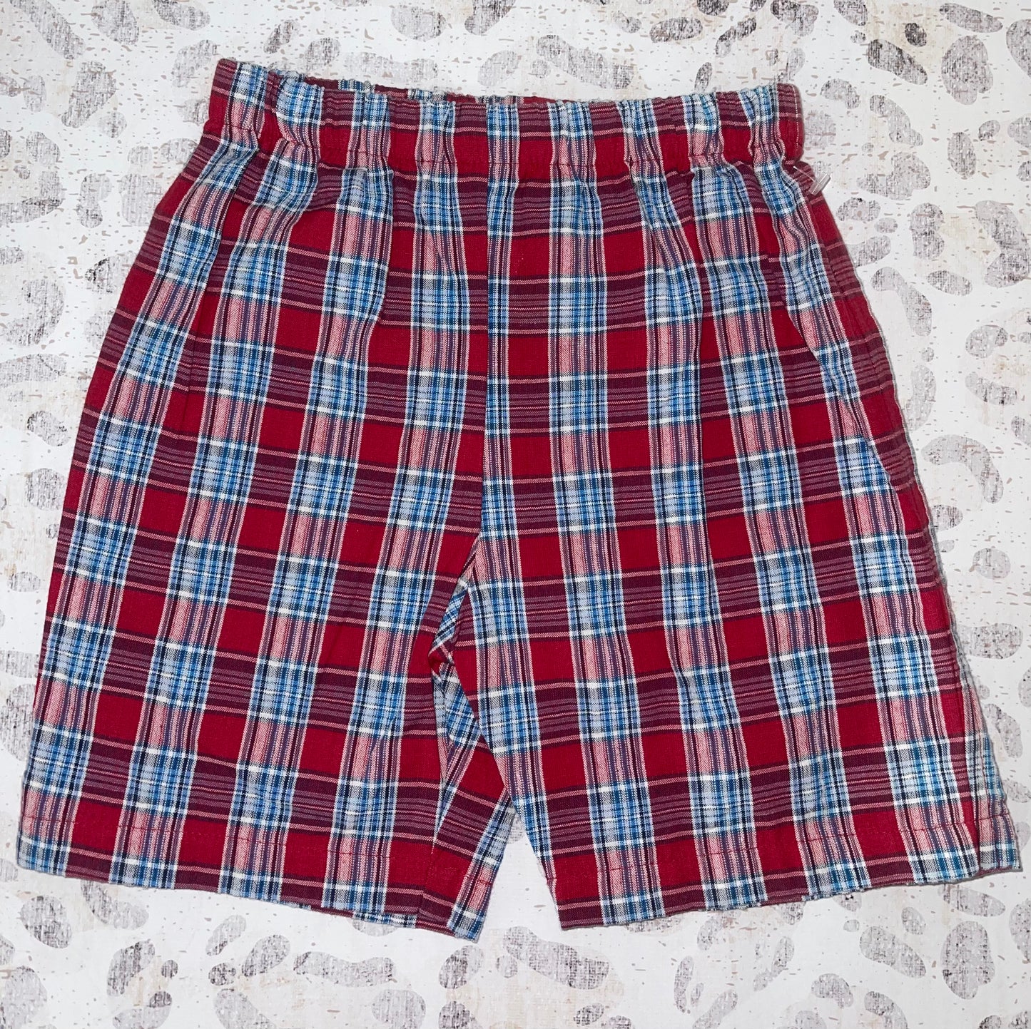 Mulberri Bush Red white and blue plaid shorts