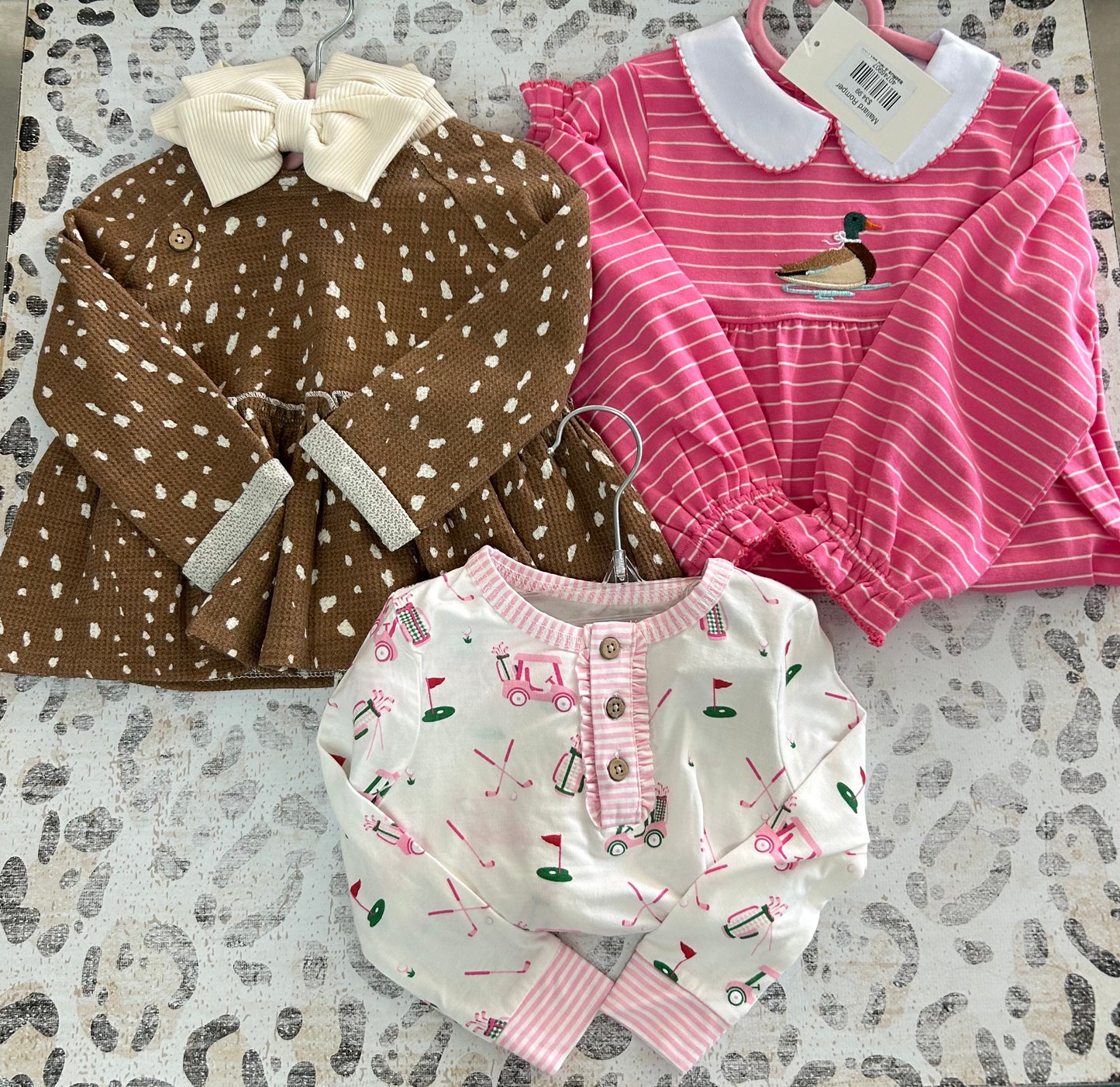 Mallard romper, Pink golf pj set, Fawn outfit - Butts Baby