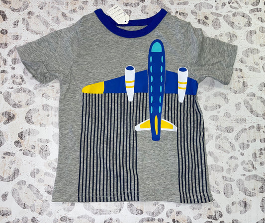 CP grey striped t shirt with airplane