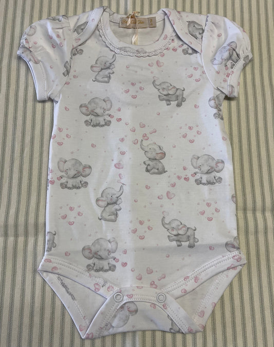 Baby Club Chic Bubbly elephant pink bodysuit