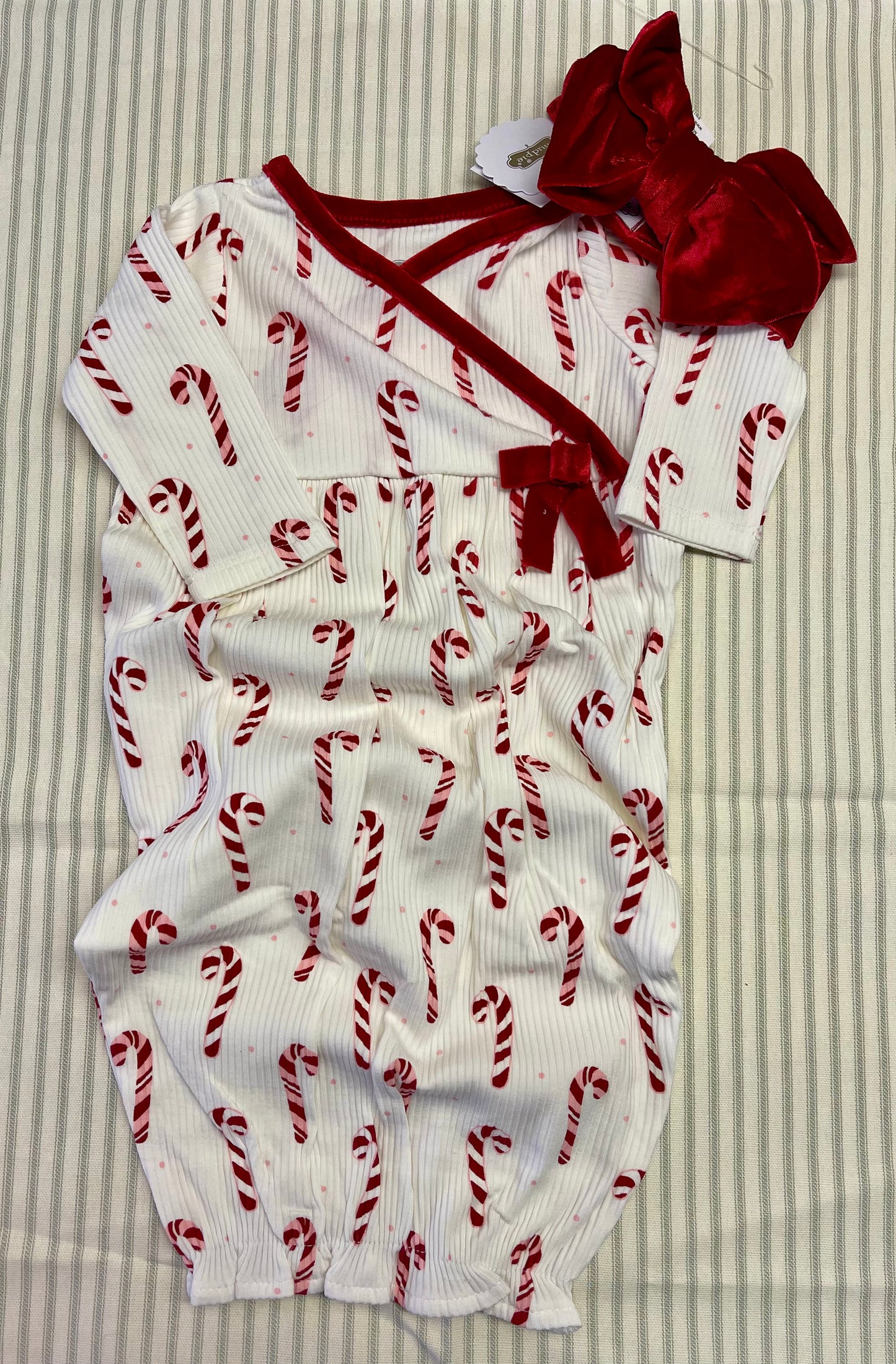 Mudpie Candy Cane Gown Set - McGough Twins