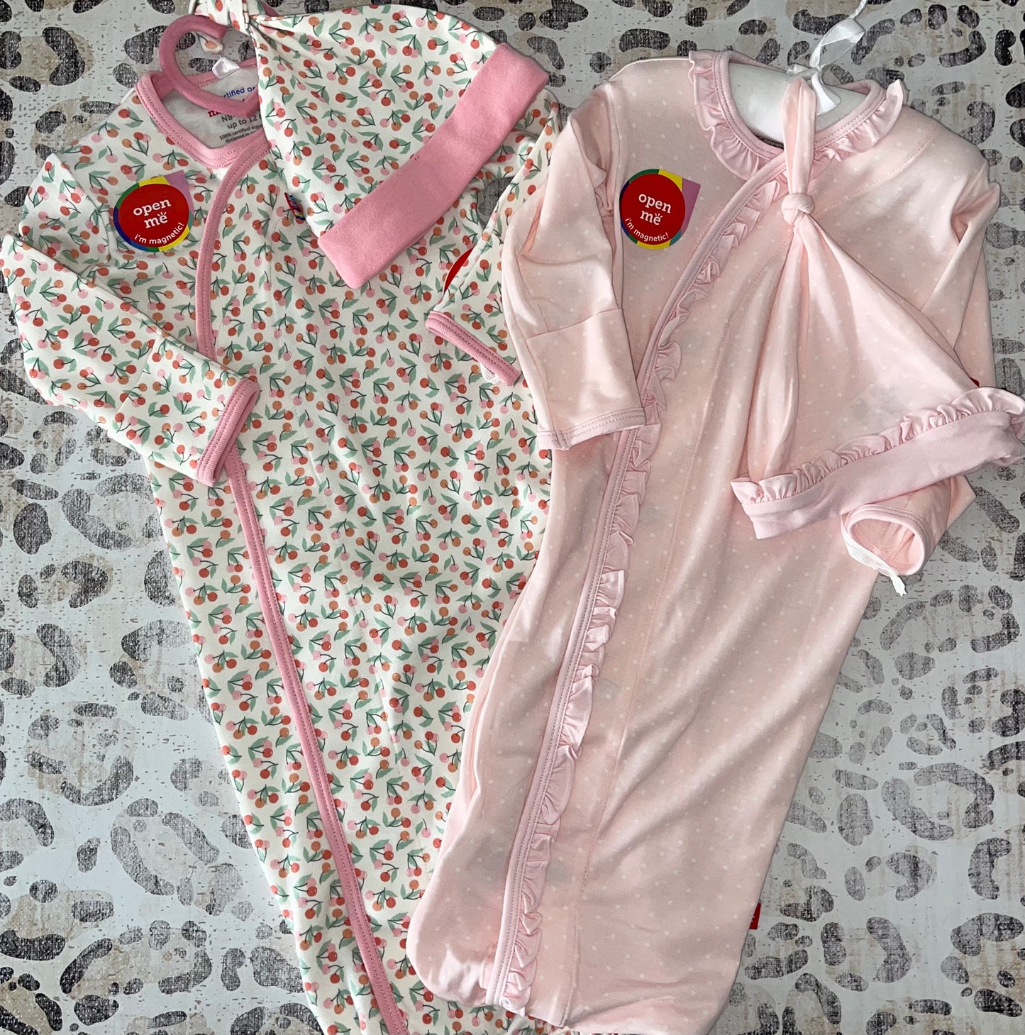 Pink Pin Dot Gown Set & Mon Cheri Gown Set- Lemmer Baby