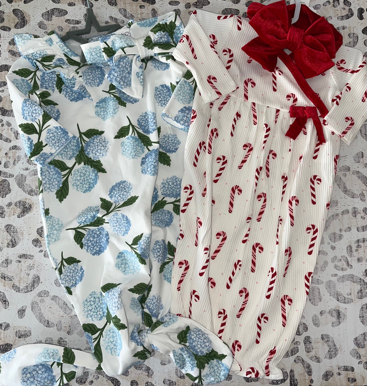 Blue Hydrangea Gown Set & Candy Cane Gown Set- Lemmer Baby