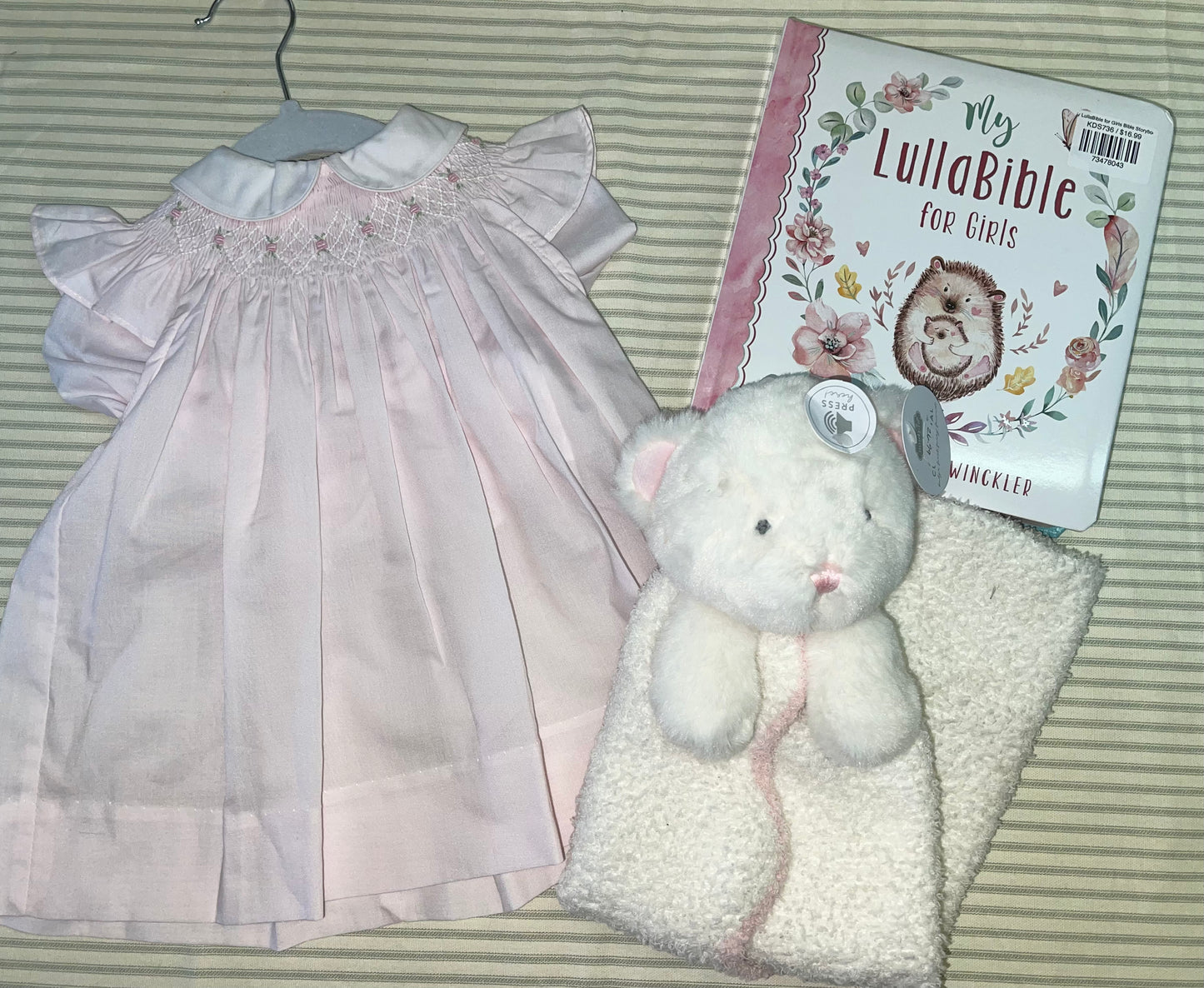 Heirloom Pink Dress, LullaBible, Bear Cuddle Pal - Smith Baby