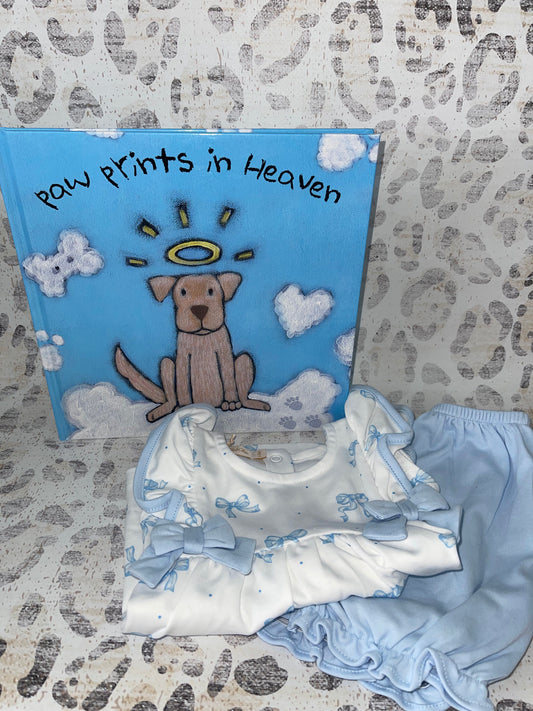 BCC Blue Bow Outfit & Paw prints in Heaven book - Smith Baby