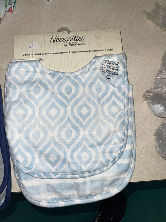 Necessities Blue & White 2 pack Bibs