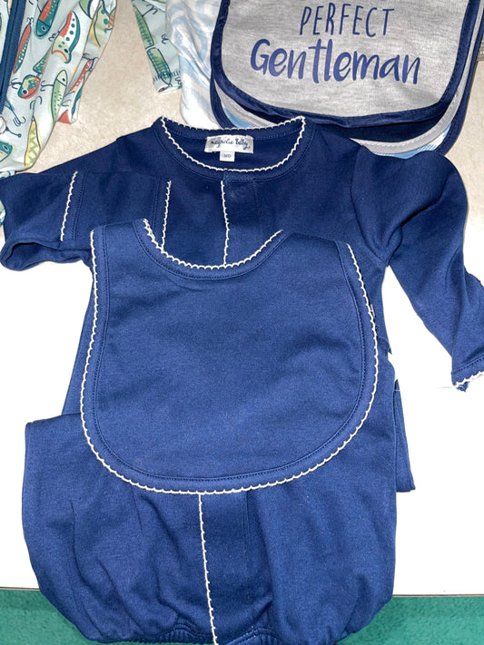 Magnolia Baby Navy Gown and Burp