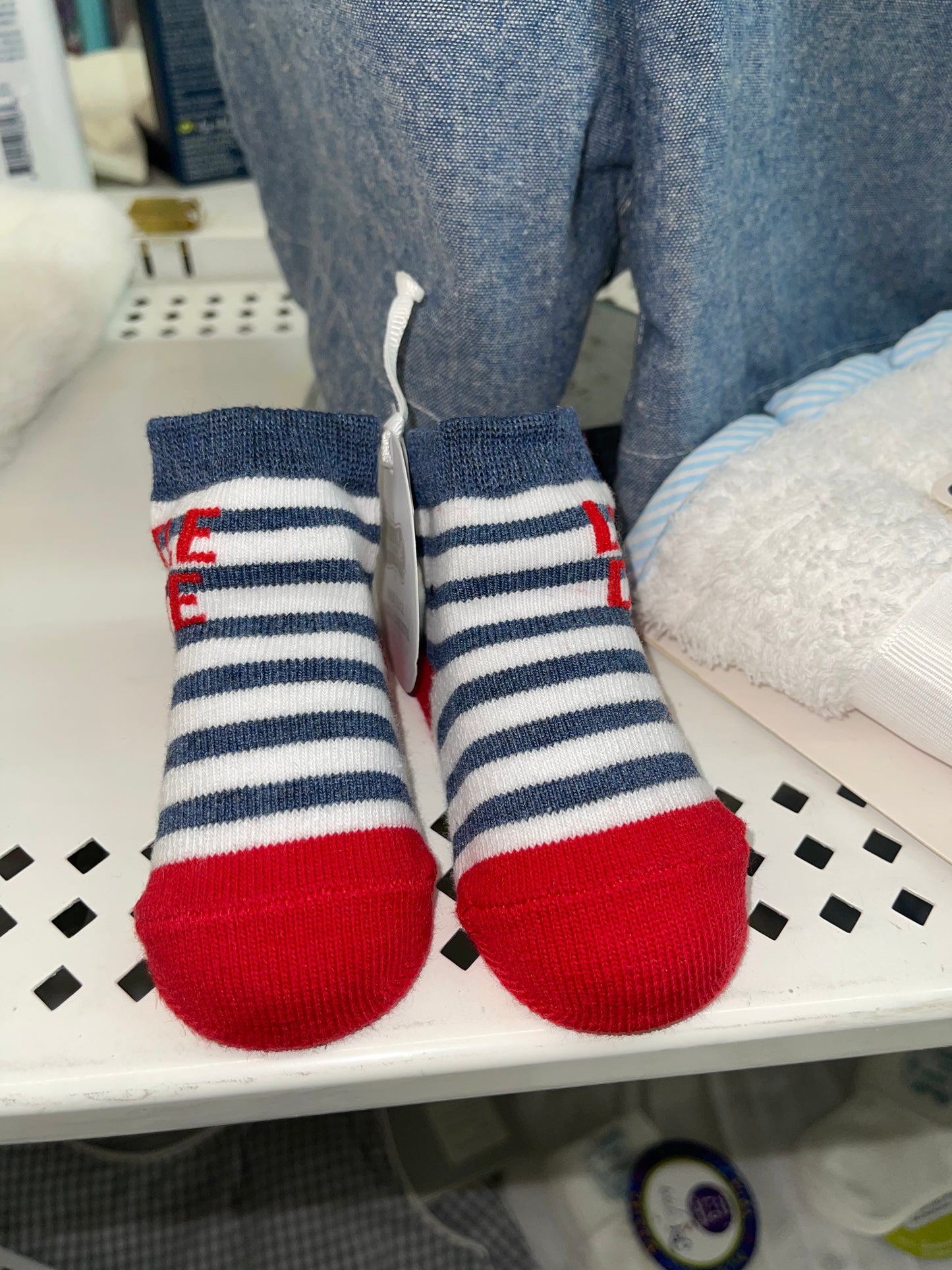 Red white and blue socks