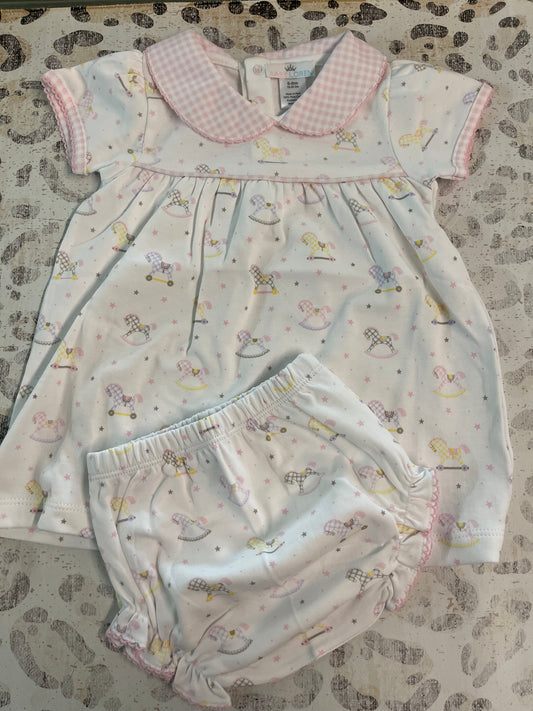 Baby Loren My Sweet Rocking Horse Pima Dress with diaper cover