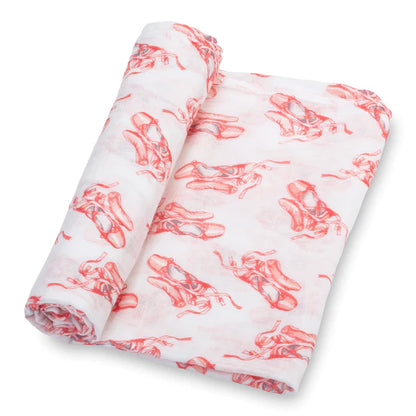 Lolly Banks Ballet Slippers Muslin Swaddle Blanket - McGough Twins