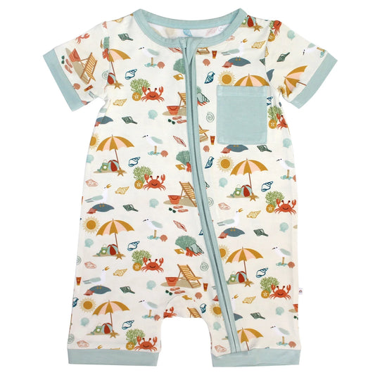 Emerson & Friends Beach Day Bamboo Baby Boy Shortie Romper