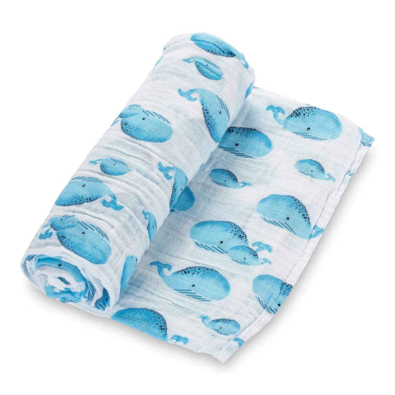 Lolly Banks Whale Cotton Muslin Swaddle Blanket