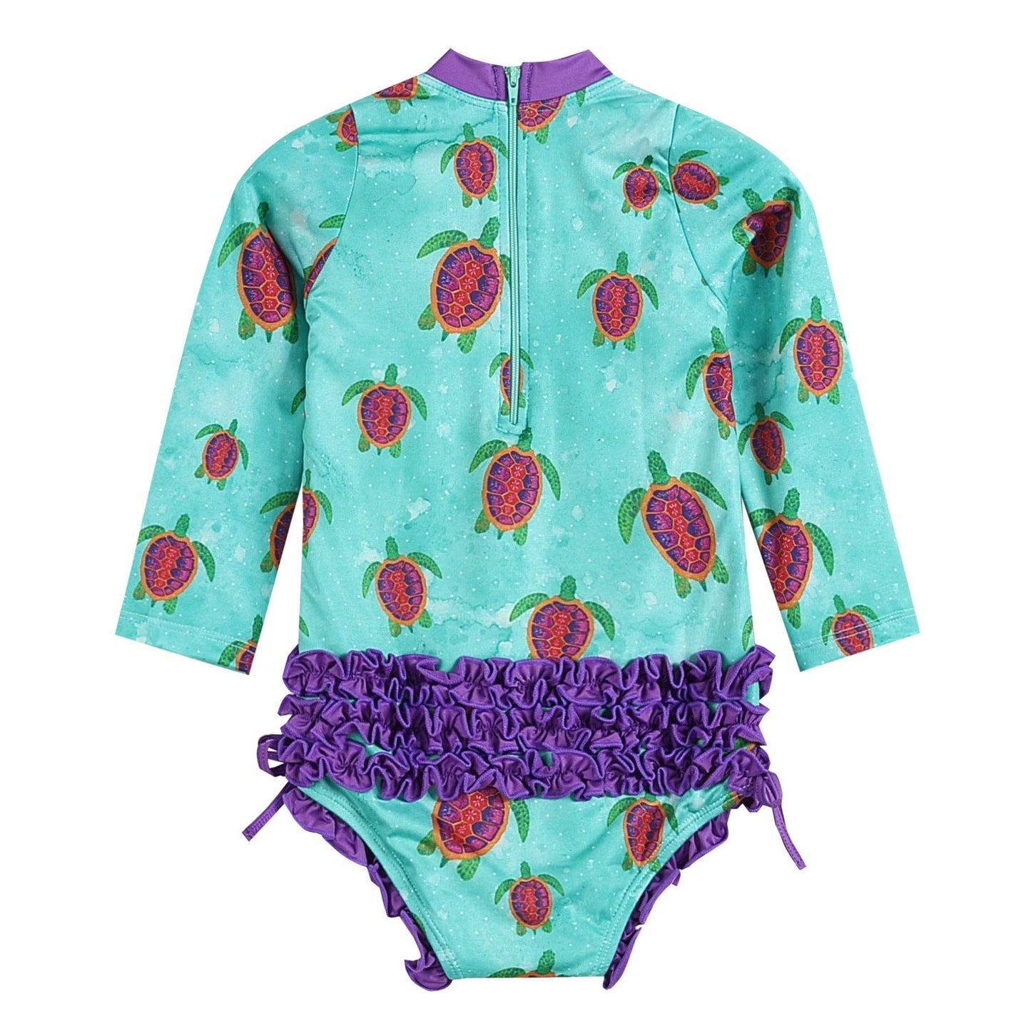 Turquoise Turtle Ruffle Swimsuit