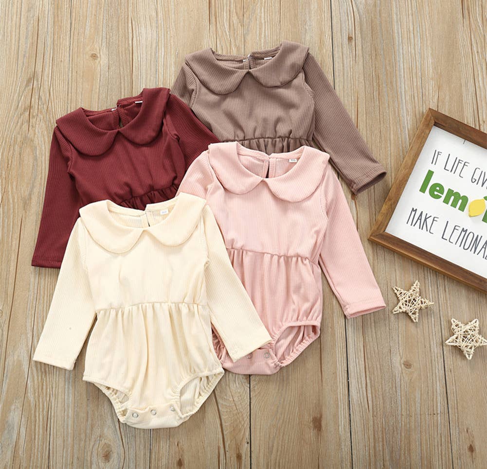 Ribbed Collar Baby Dressy Romper