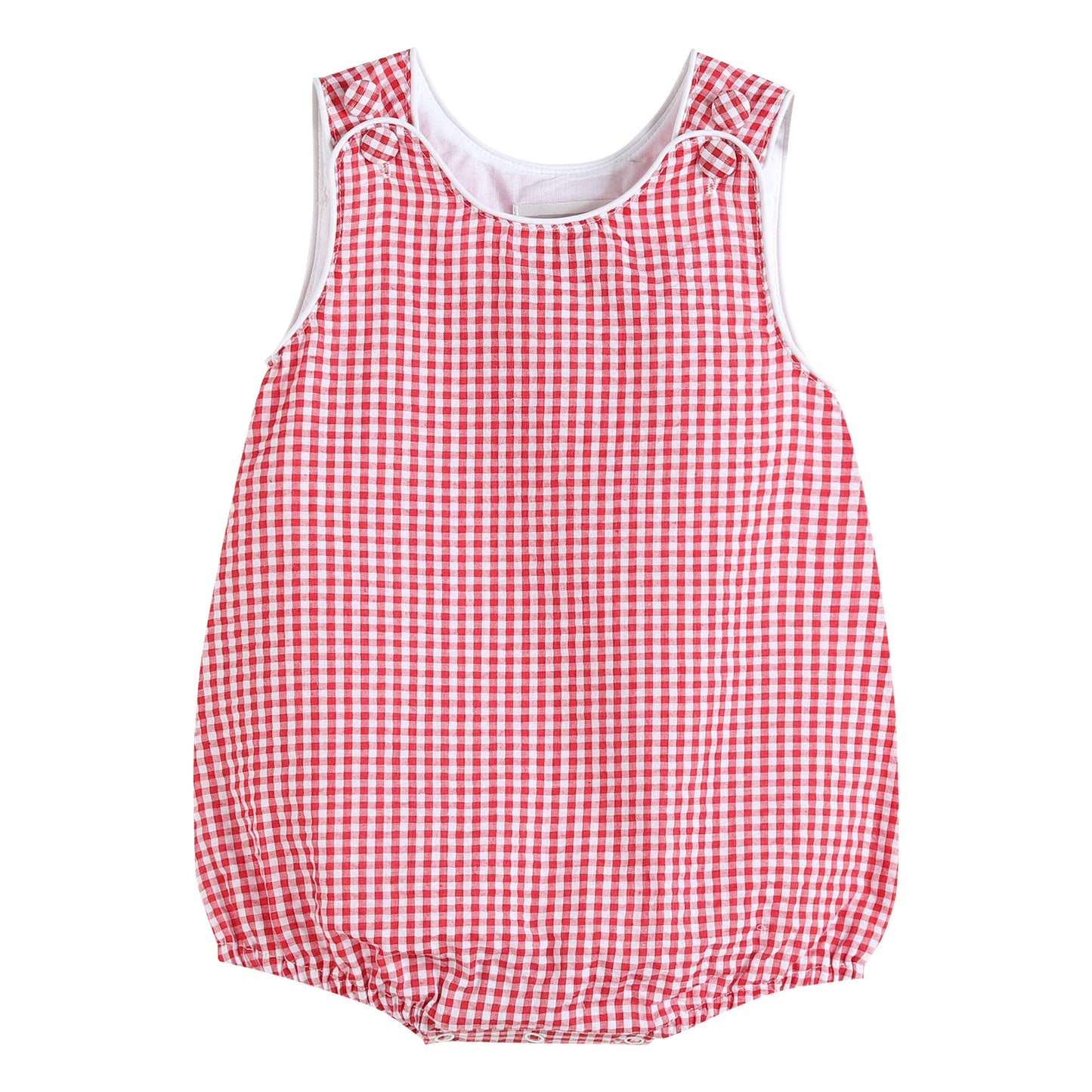 Classic Red Seersucker Baby Bubble Romper