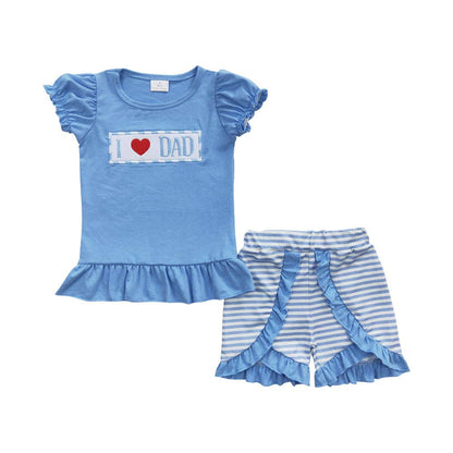 Girls I love Dad Summer Shorts Clothes Sets