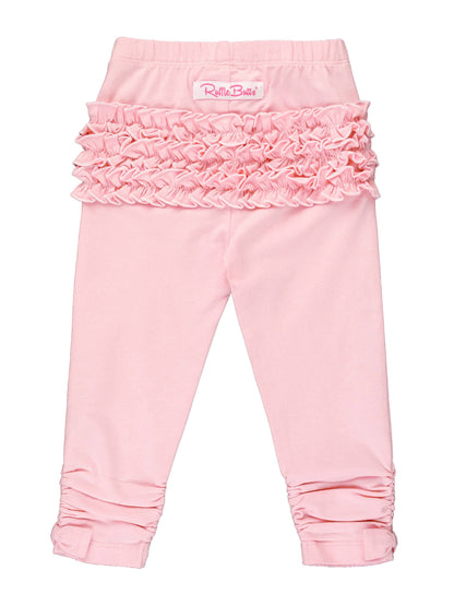 Baby Girls Pink Ruched Bow Leggings