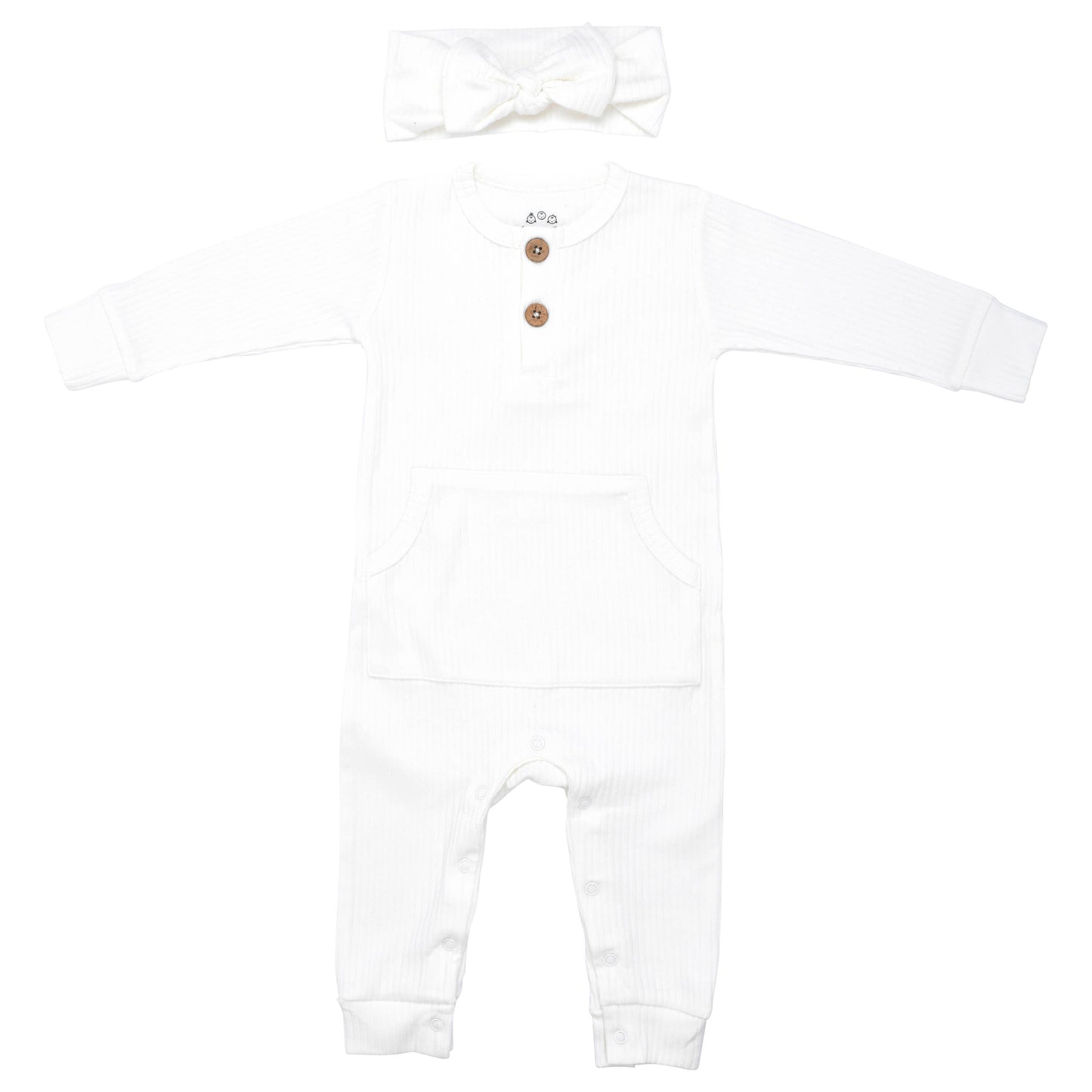 Baby Ribbed Playsuit with Pockets and Bow