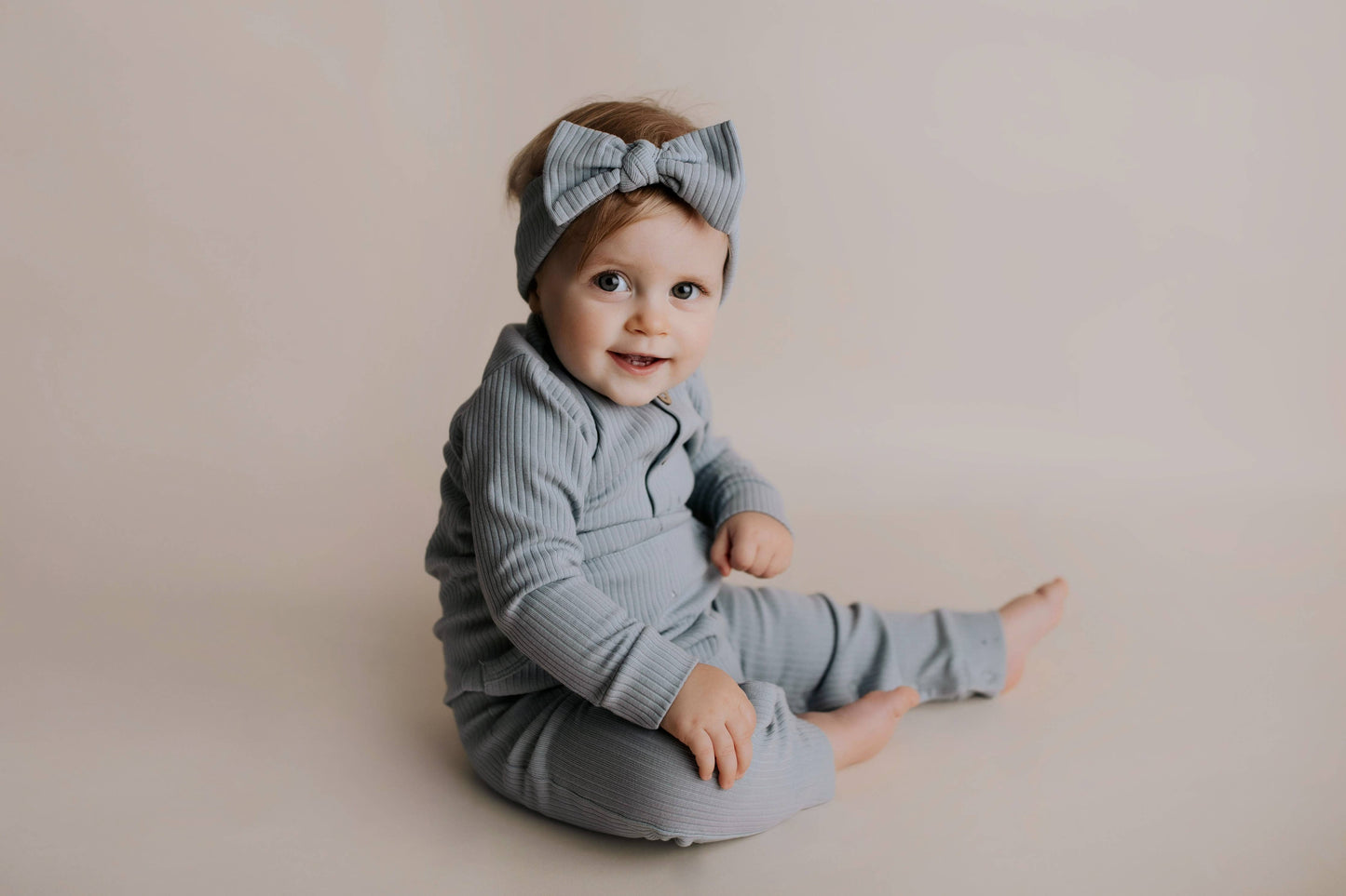 Baby Ribbed Playsuit with Pockets and Bow