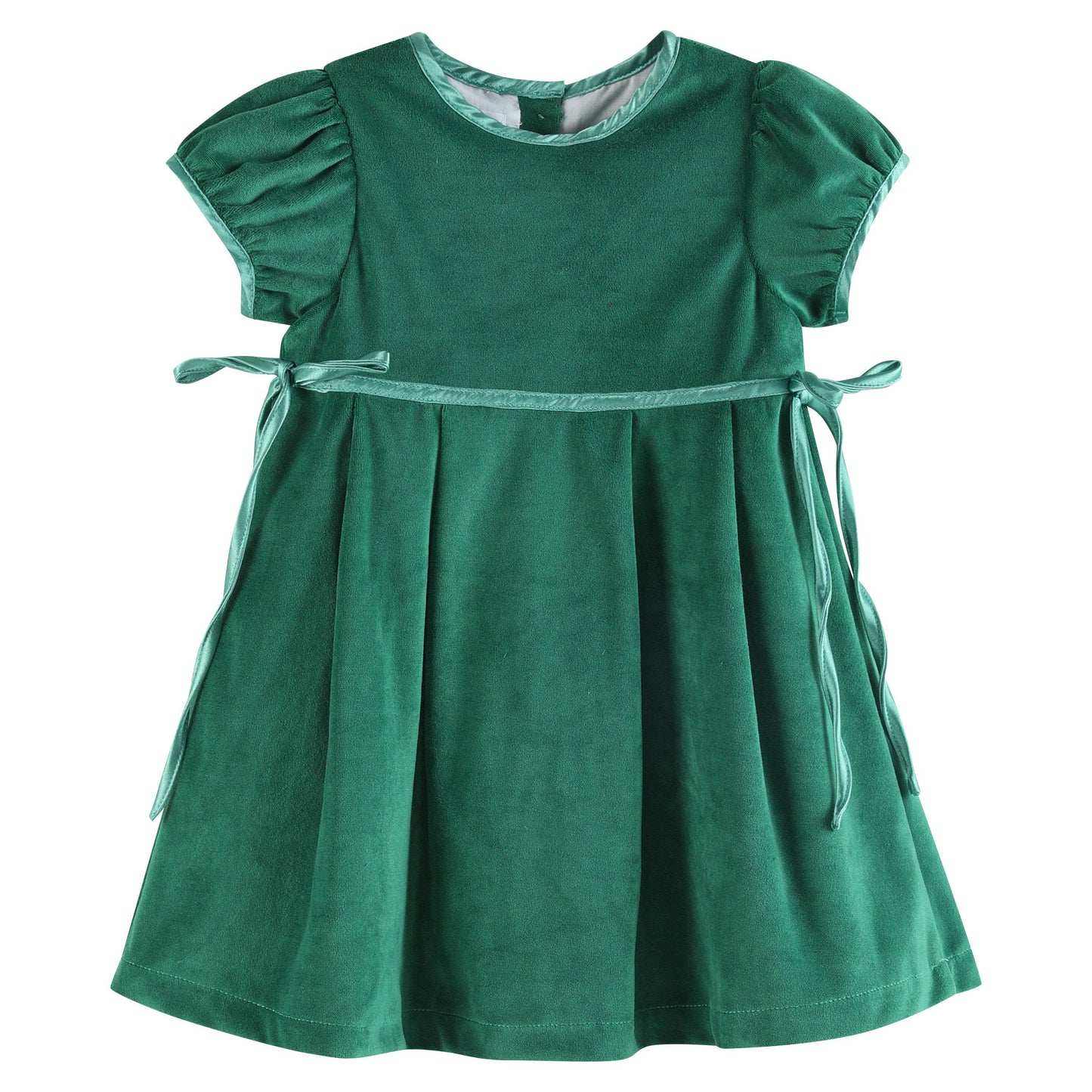 Green Velour and Satin Bow Christmas Dress