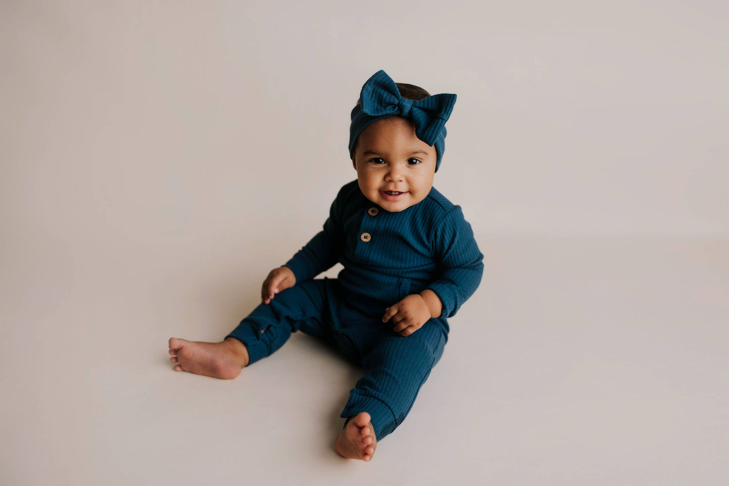 Baby Ribbed Playsuit with Pockets and Bow