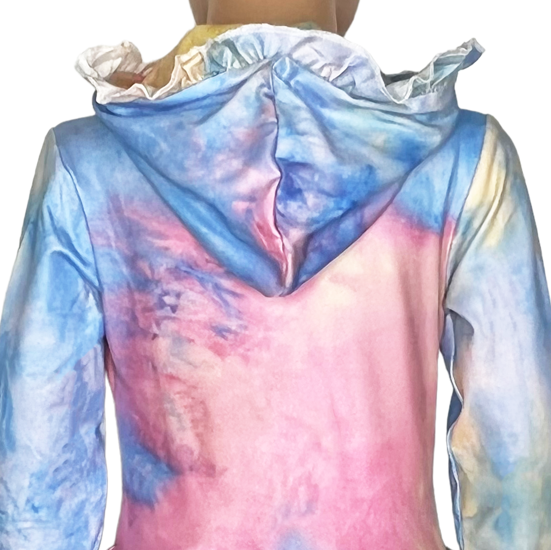 limited Girls Pastel Tie Dye Ruffle Hoodie Jacket Shacket Spring