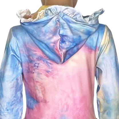 limited Girls Pastel Tie Dye Ruffle Hoodie Jacket Shacket Spring