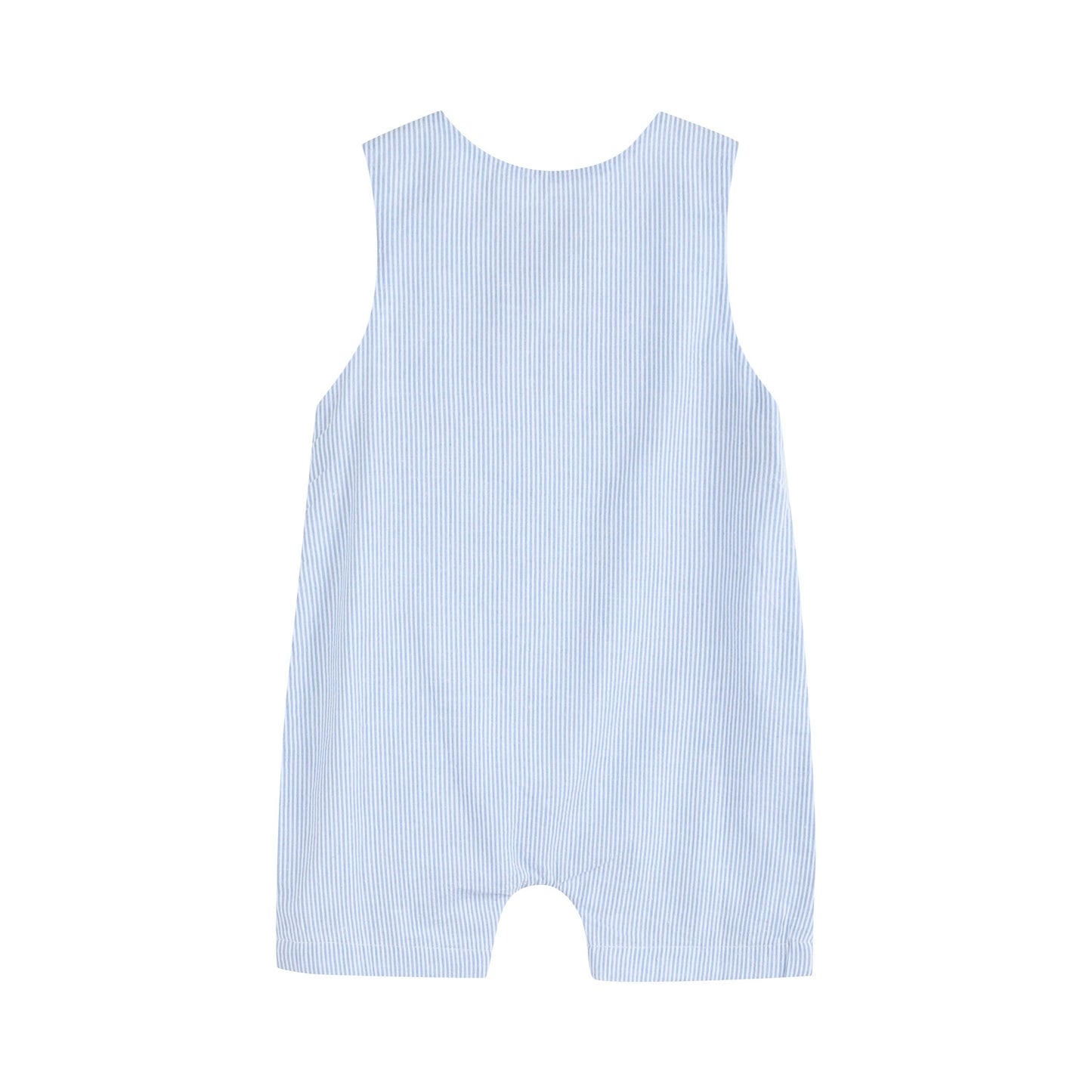 Lil Cactus Light Blue Seersucker Bunny Smocked Shortalls